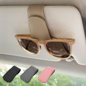 Magnetic Leather Sunglass Holder, Eyeglass Hanger Clip for Car Sun Visor, Suitable for Different Size Eyeglasses(Black, 1 Pack) in Kuwait