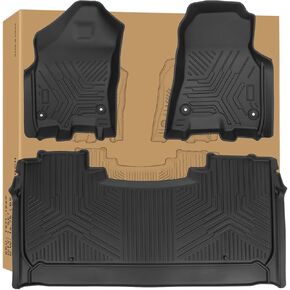 Weize Floor Mats Cargo Liner for Ford F150 SuperCrew Cab 2015-2024 2025/2022-2025 F-150 Lightning Front & 2nd Row All Weather TPE Truck Liners (Not Fit Rear Seat with Under-Seat Fold Flat Storage)