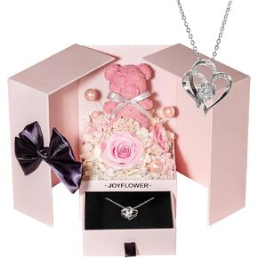 JoyFlower Mothers Day Flowers Gifts for Mom Wife from Daughter Son Husband, Birthday Gifts for Women,Preserved Flower Box Rose Bear,Forever Rose Flowers Gifts for her,Necklaces for Mom Wife Grandma in Kuwait
