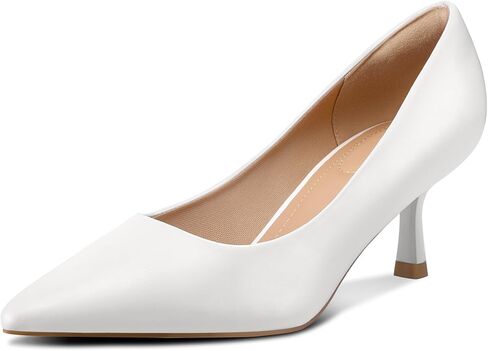 mysoft Women's Pumps 2inch Kitten Heel Pointed Toe Low Heel Dress Shoes White Patent in Saudi Arabia