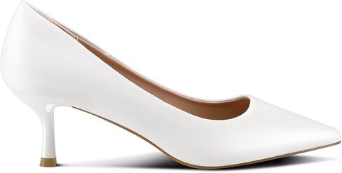 mysoft Women's Pumps 2inch Kitten Heel Pointed Toe Low Heel Dress Shoes White Patent in Saudi Arabia