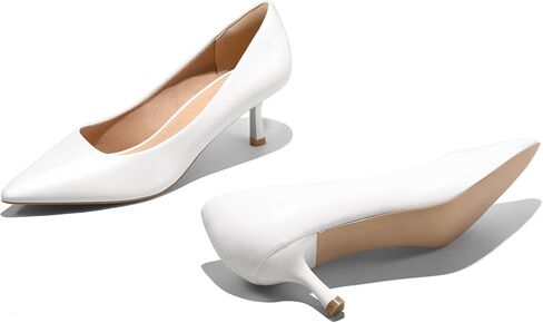 mysoft Women's Pumps 2inch Kitten Heel Pointed Toe Low Heel Dress Shoes White Patent in Saudi Arabia