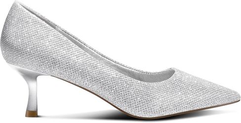 mysoft Women's Pumps 2inch Kitten Heel Pointed Toe Low Heel Dress Shoes White Patent in Kuwait