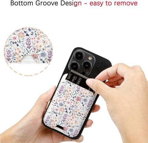 for Magsafe Wallet, Magnetic Wallet Card Holder for iPhone 15/14/13/12 Pro/Max/Plus/Mini Case, Leather Strong Magnet Phone Wallet Cute Design Credit Card Fit 3 Cards, Black Daisy in Kuwait