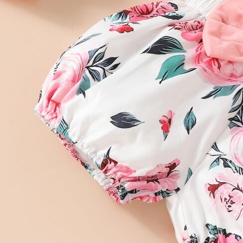 ملابس للفتيات حديثي الولادة ملابس صيفية للفتيات الصغيرات مع سروال رومبير مكشكش مع مجموعة عصابات رأس ملابس داخلية للرضع in Kuwait