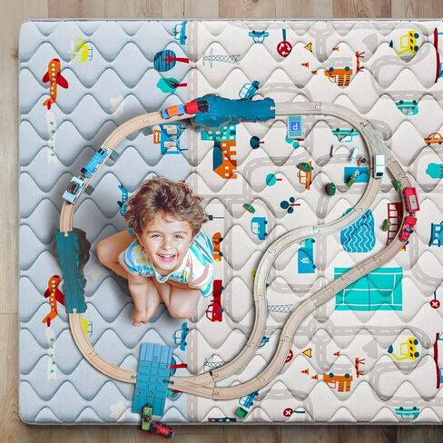سجادة لعب الأطفال المحمولة في السيارة مقاس 50 × 50، سجادة لعب للأطفال مبطنة غير قابلة للانزلاق، بساط زحف للأطفال مقاوم للماء، سجادة لعب للأنشطة للأطفال الصغار للعب ووقت البطن (50 × 50، سيارة) in Kuwait