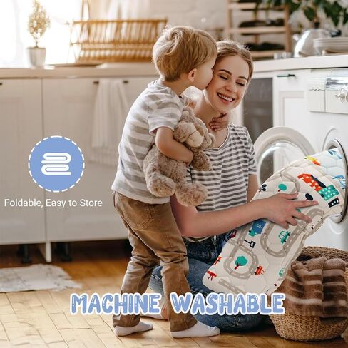 سجادة لعب الأطفال المحمولة في السيارة مقاس 50 × 50، سجادة لعب للأطفال مبطنة غير قابلة للانزلاق، بساط زحف للأطفال مقاوم للماء، سجادة لعب للأنشطة للأطفال الصغار للعب ووقت البطن (50 × 50، سيارة) in Kuwait