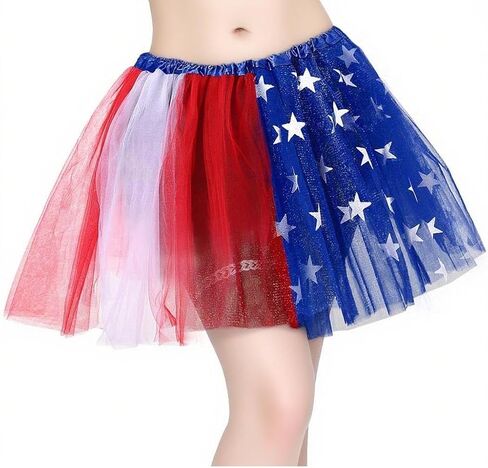 REETAN Women's Tutu Star Tulle Tutu Skirt 4th of July Layered Tutu Skirt Fashion Tutus Costume for Women and Girls in Kuwait
