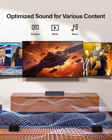 ULTIMEA 5.1 Sound Bar Compatible with Dolby Atmos, Peak Power 410W, Surround Sound System for TV with Subwoofer, Sound Bar for Smart TV, Surround and Bass Adjustable Home Theater, Poseidon D60 in Saudi Arabia
