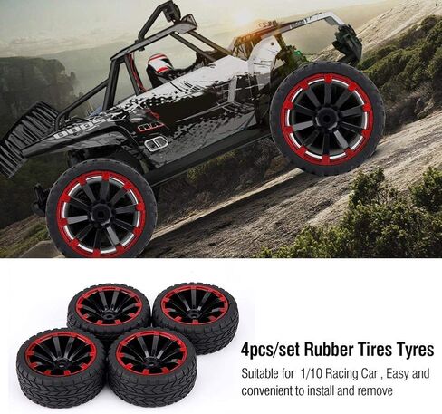 4pcs RC Tires, Off-Road Vehicle Wheel Rims RC Crawler Tyre Rubber Tire Wheels for RC 1:10 Car Part(10 Holes) Model Car Accessories Brushless Motor and Esc Brushless Motor and Esc in Saudi Arabia