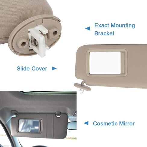 ECCPP Gray Sun Visor Left Driver Side fit For Toyota 4Runner 2004 2005 2006 2007 2008 Automobile Windshield Visor without Sunroof Vanity Light in Kuwait