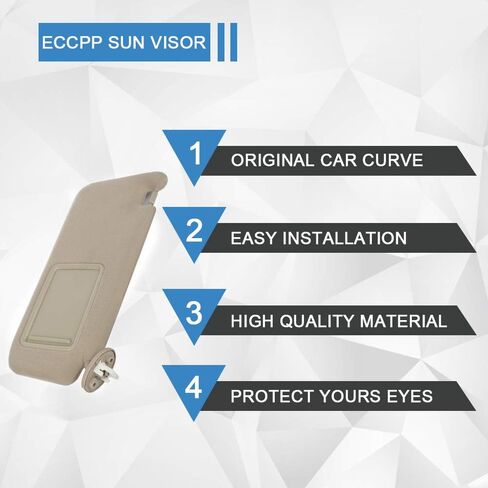 ECCPP Gray Sun Visor Left Driver Side fit For Toyota 4Runner 2004 2005 2006 2007 2008 Automobile Windshield Visor without Sunroof Vanity Light in Kuwait