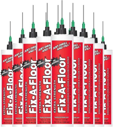 The Original Fix-A-Floor Loose Tile Repair Adhesive with Micro Syringe Injector - Tile, Porcelain, Ceramic, Marble, Stone & Wood Floor Repair Adhesive - Pack of 2 in Saudi Arabia