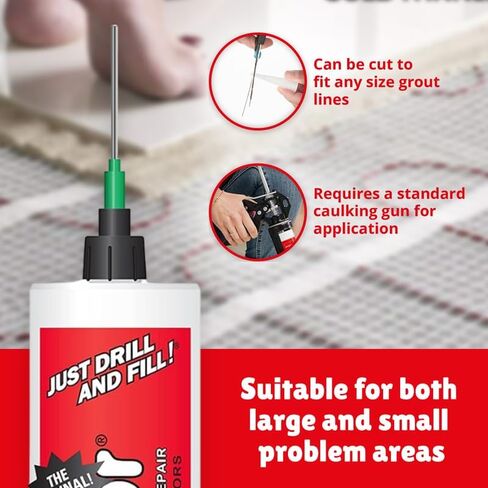 The Original Fix-A-Floor Loose Tile Repair Adhesive with Micro Syringe Injector - Tile, Porcelain, Ceramic, Marble, Stone & Wood Floor Repair Adhesive - Pack of 2 in Saudi Arabia