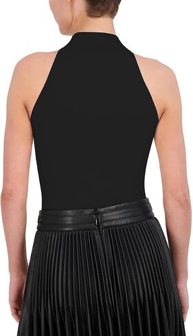 BCBGMAXAZRIA womens Mock Neck Sleeveless Pullover Bodysuit With Snap Button Closure in Saudi Arabia