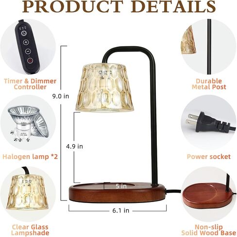 Dimmable Candle Warmer Lamp with Timer Electric Candle Warmer for House Warming Decor Candle Lamp Warmer for Jar Candles Wax Melt Warmer Presents for Women Mom Birthday Festival (Gold) in Saudi Arabia