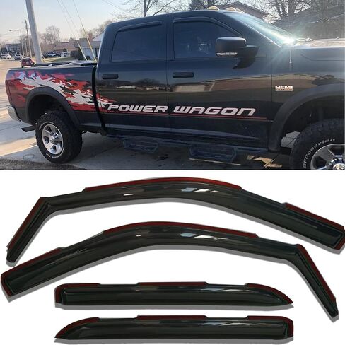 4-pcs Window Shade Sun Vent Rain Guard Window Visors for 07-13 Chevy Silverado 1500 & GMC Sierra 1500, 07-14 Silverado & Sierra 2500HD 3500HD Crew Cab Window Deflectors Smoke 94515 in Kuwait