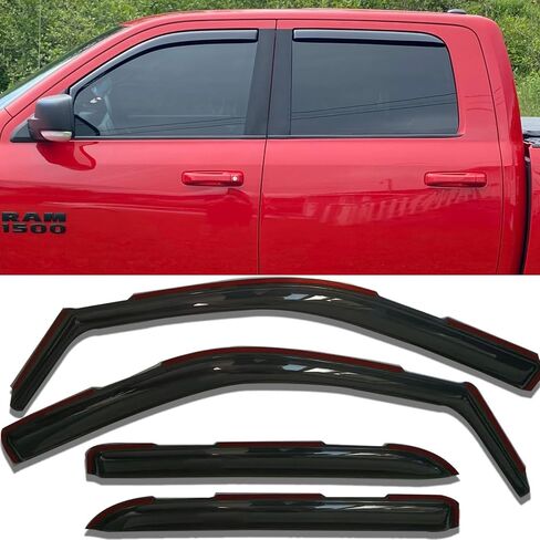 4-pcs Window Shade Sun Vent Rain Guard Window Visors for 07-13 Chevy Silverado 1500 & GMC Sierra 1500, 07-14 Silverado & Sierra 2500HD 3500HD Crew Cab Window Deflectors Smoke 94515 in Kuwait