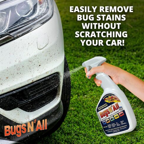 Bugs n 'All Multipurphose Car Cleaner & Degreaser - Bug & Tar Remover Concentrate 4 Oz - منظف خارجي آمن لطلاء السيارة والمعادن والكروم والألومنيوم والنوافذ والمرايا - ث/زجاجة رذاذ 32 أوقية مجانية in Kuwait