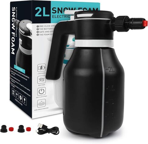 Electric Foam Sprayer,2L Portable Rechargeable Cordless Pressurized Spray Foam Cannon, Easy Clean & Acid Resistant for Car Wash Detailing Garden Black in Saudi Arabia