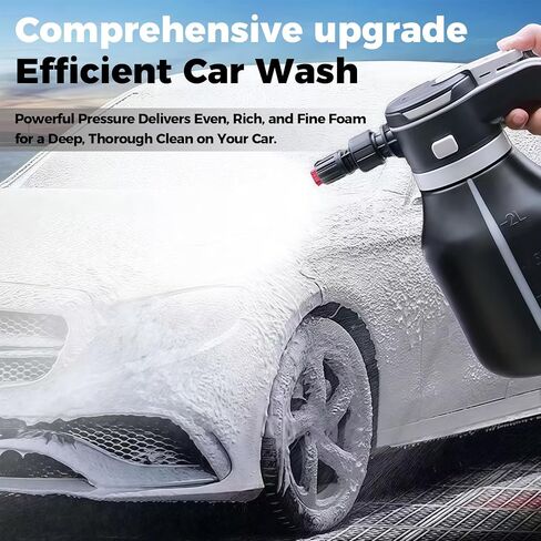 Electric Foam Sprayer,2L Portable Rechargeable Cordless Pressurized Spray Foam Cannon, Easy Clean & Acid Resistant for Car Wash Detailing Garden Black in Saudi Arabia