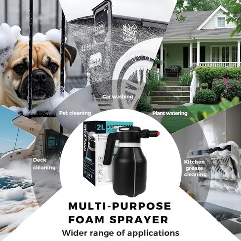Electric Foam Sprayer,2L Portable Rechargeable Cordless Pressurized Spray Foam Cannon, Easy Clean & Acid Resistant for Car Wash Detailing Garden Black in Saudi Arabia