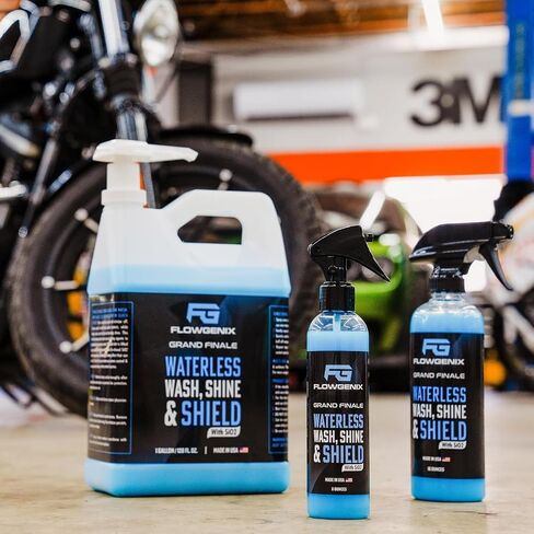 FlowGenix ™ Waterless Car Wash Spray - Grand Finale - Cleficlecle Cleaner و Car Wax Pray Polish (8 OZ) - طلاء سيراميك - مدفوع. 2 مناشف الألياف الدقيقة - رذاذ تفاصيل سريعة لجعل سيارتك يلمع in Saudi Arabia