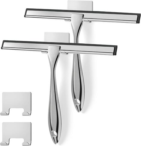 2PACK 12-INCH All-Purpose Shower Squeegee for Glass Doors, Bathroom Windows, Kitchen Mirror, Shower Doors and Car Windows, Stainless Steel, OSAMEDA, 12Inches, 2 Pack, Silver in Saudi Arabia