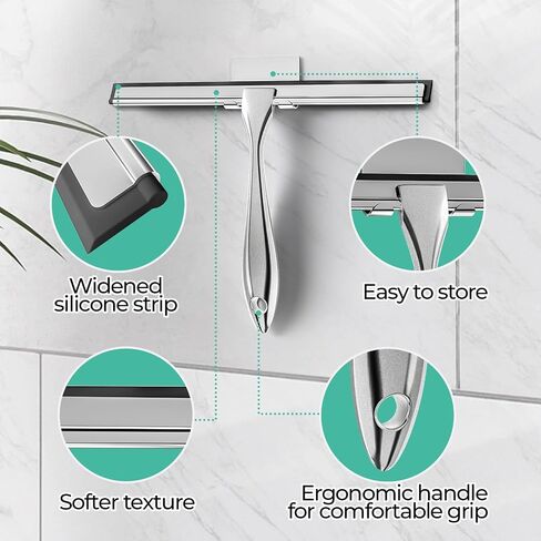 2PACK 12-INCH All-Purpose Shower Squeegee for Glass Doors, Bathroom Windows, Kitchen Mirror, Shower Doors and Car Windows, Stainless Steel, OSAMEDA, 12Inches, 2 Pack, Silver in Saudi Arabia