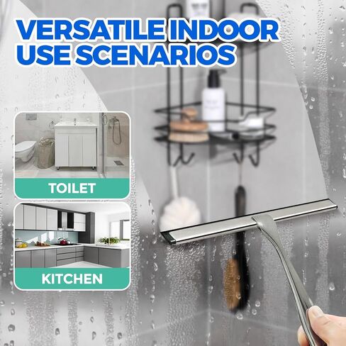 2PACK 12-INCH All-Purpose Shower Squeegee for Glass Doors, Bathroom Windows, Kitchen Mirror, Shower Doors and Car Windows, Stainless Steel, OSAMEDA, 12Inches, 2 Pack, Silver in Saudi Arabia