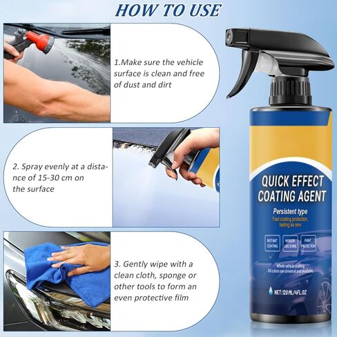 Car Quick-acting Coatings Agent Spray, 2025 New Quick Effect Coating Agent for Car,Car Scratch Wax Polish Sprays Waterless Wash, 3 in 1 High Protection Quickly Car Coatings Spray(1PCS) in Saudi Arabia