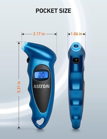 AstroAI Tire Pressure Gauge Digital 0-150PSI (Accurate in 0.1 Increments), 4 Settings Stocking Stuffers for Car Truck Bicycle with Backlight LCD and Presta Valve Adaptor, Sliver in Kuwait