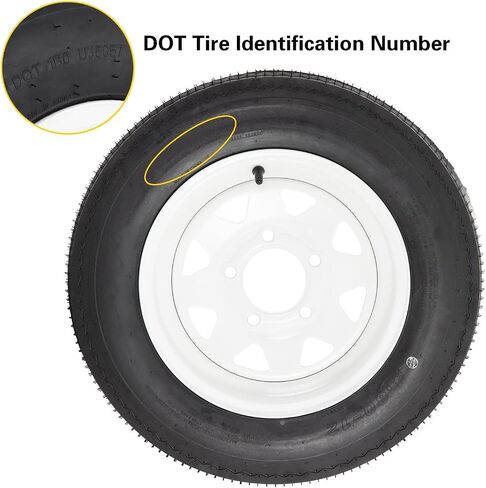 إطارات المقطورة على الحافة 4.80-12 480-12 4.80 × 12 نطاق الحمل C ， 5 Lug 12 in.wheel White-5 on 4.5 "， مجموعة من 2 in Saudi Arabia