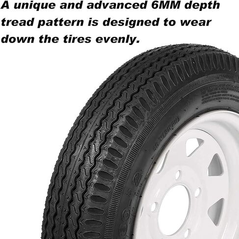 إطارات المقطورة على الحافة 4.80-12 480-12 4.80 × 12 نطاق الحمل C ， 5 Lug 12 in.wheel White-5 on 4.5 "， مجموعة من 2 in Saudi Arabia