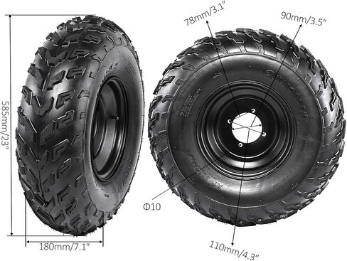 Set of 2 YC Yier 6" Go Kart Tires 4.10-6 Tire Go Kart ATV Wheel Tire with Rim Tubeless 3 Stud Wheels for DIY Part ATV Quad Buggy Go Cart 4 Wheelers Dune Buggy Dolly Cart Scooter in Kuwait