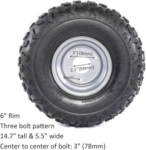 Set of 2 YC Yier 6" Go Kart Tires 4.10-6 Tire Go Kart ATV Wheel Tire with Rim Tubeless 3 Stud Wheels for DIY Part ATV Quad Buggy Go Cart 4 Wheelers Dune Buggy Dolly Cart Scooter in Kuwait