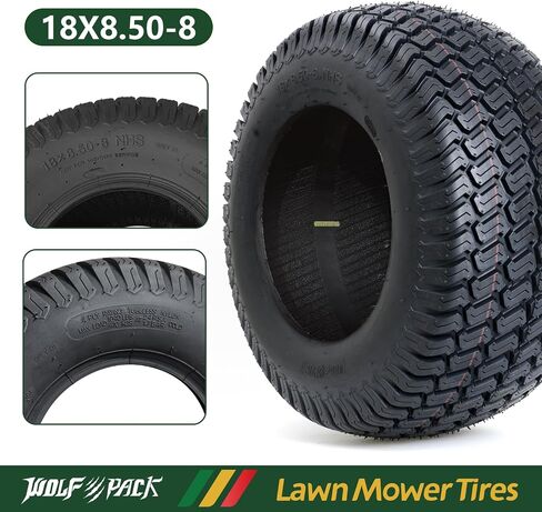 WOLF PACK 18x8.5-8 Lawn Mower Tire, Turf Saver Lawn & Garden Tire for Craftsman John Deere Dixon Walker Mower, 4 ply Tubeless, 815lbs Capacity-WP3007 in Saudi Arabia