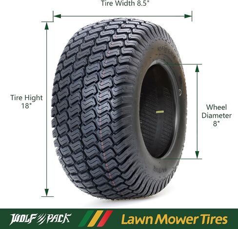 WOLF PACK 18x8.5-8 Lawn Mower Tire, Turf Saver Lawn & Garden Tire for Craftsman John Deere Dixon Walker Mower, 4 ply Tubeless, 815lbs Capacity-WP3007 in Saudi Arabia
