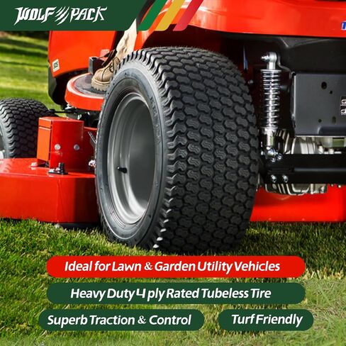 WOLF PACK 18x8.5-8 Lawn Mower Tire, Turf Saver Lawn & Garden Tire for Craftsman John Deere Dixon Walker Mower, 4 ply Tubeless, 815lbs Capacity-WP3007 in Saudi Arabia