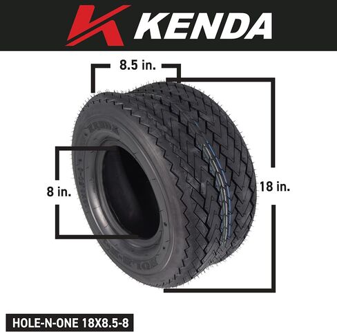 Kenda Hole-N-1 K389 18x8.5-8 Tubeless Golf Cart Turf Tire 4-Ply Rating with Keychain Hole in one 18/8.5/8 – 4 Pack in Saudi Arabia