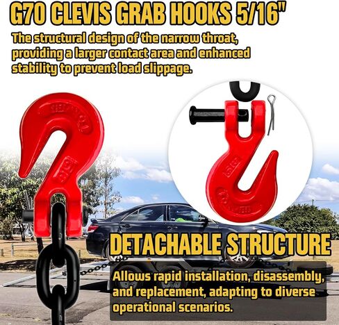 5/16" Binder Chain-20 Foot Trailer Safety Chain 4900 lbs Working Load,G80 Transport Binder Chain Chains with G70 Heavy Duty Hooks for Gooseneck Couplers,Tow Tie Down Truck Accessories in Saudi Arabia