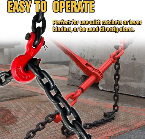 5/16" Binder Chain-20 Foot Trailer Safety Chain 4900 lbs Working Load,G80 Transport Binder Chain Chains with G70 Heavy Duty Hooks for Gooseneck Couplers,Tow Tie Down Truck Accessories in Saudi Arabia