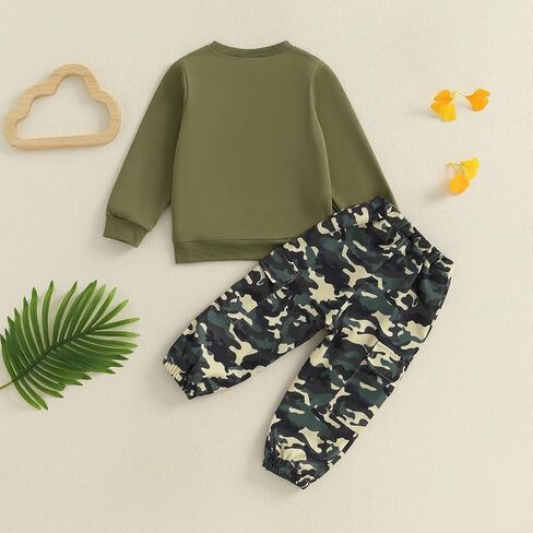 wdehow Toddler Kids Baby Boy Fall Outfits 1T 2T 3T 4T 5T Letter Print Long Sleeve Tops Camouflage Pants Winter Clothes Sets in Saudi Arabia