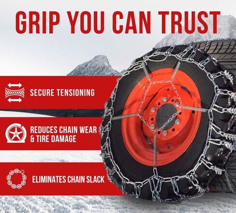 Mytee Products Silver Heavy Duty Tire Chain Tensioner w/Carabiner Clip Compatible w/Large & Semi Trucks, Tractors & Farm Equipment - Spring Tire Chain Tightener - 1 Pair in Saudi Arabia