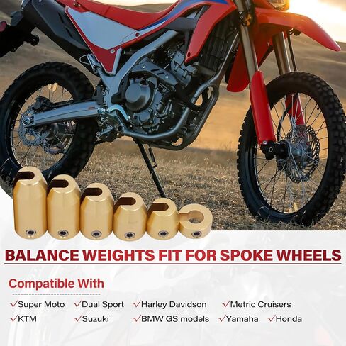 14 Pack Brass Motorcycle Wheel Weights Refill Kit, Reusable Wheel Spoke Balance Weights Refill Compatible with Super Moto,Vintage,Dual Sport,Metric Cruisers or Other Spoked Wheels(7 Sizes) in Saudi Arabia