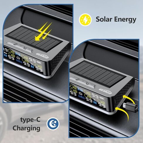نظام مراقبة ضغط إطارات Geargo RV (TPMS) - يعمل بالطاقة الشمسية مع 6 مستشعرات و 6 أوضاع إنذار ، 2025 شاشة LCD ملونة محدثة ، 9.9bar/144psi ، ل RV/Trailer/Truck/Sedan in Kuwait