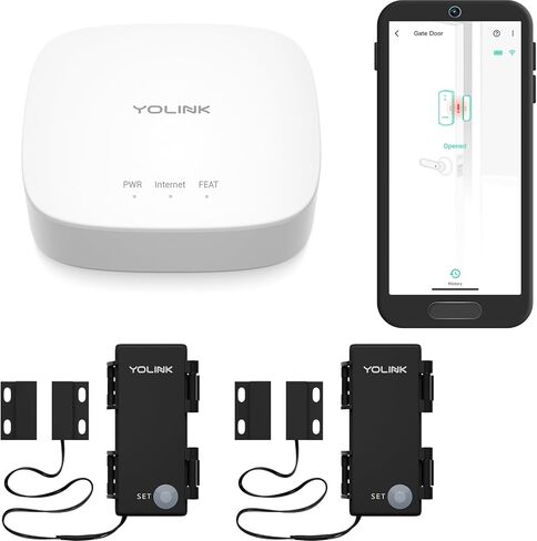 YoLink LoRa Smart Outdoor Contact Sensor & SpeakerHub Starter Kit: SpeakerHub Audio hub, (2) Gate & Shed Door Sensors, Email/SMS/Push Alerts, 1/4 Mile Open Air Range, Alexa, IFTTT, Home Assistant in Saudi Arabia