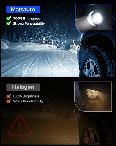 Marsauto H11/H16/H8 LED Fog Light Bulb, 12,000LM 700% Brightness 6500K White H11 H16 H8 LED Bulb for Fog Lights, 5530 CSP Chips Wide Coverage（Pack of 2） in Saudi Arabia