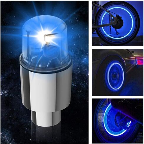 12 PCS LED Wheel Lights Flash Light Tire Valve Cap Lamp for Car Trucks Motorcycle Bike (Blue) in Saudi Arabia