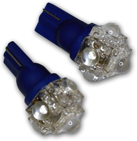 TuningPros LEDCK-T10-B5 مصابيح LED LED على مدار الساعة T10 إسفين ، 5 تدفق LED الأزرق 2-PC مجموعة in Kuwait